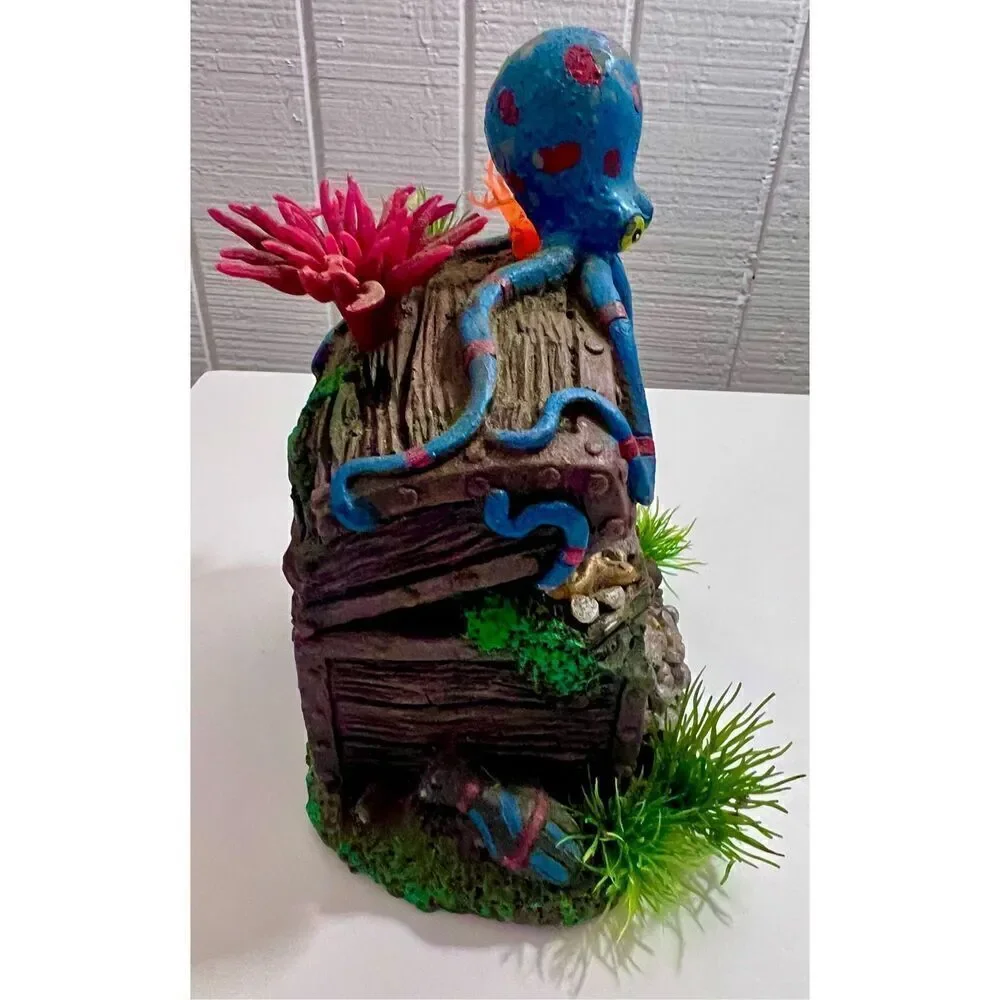 Top Fin Octopus Treasure Chest Aquarium Ornament